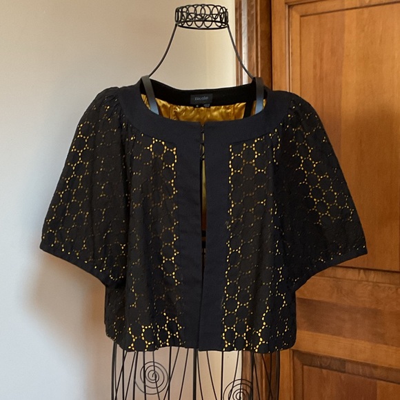 Nicole Miller Jackets & Blazers - Nicole by Nicole Miller Bolero Eyelet Jacket Black Yellow Size 16